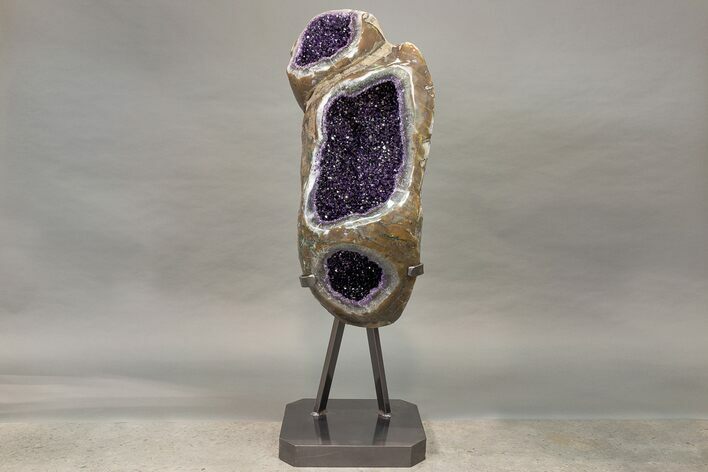 Multi-Window Amethyst Geode on Metal Stand - Spectacular! #227742